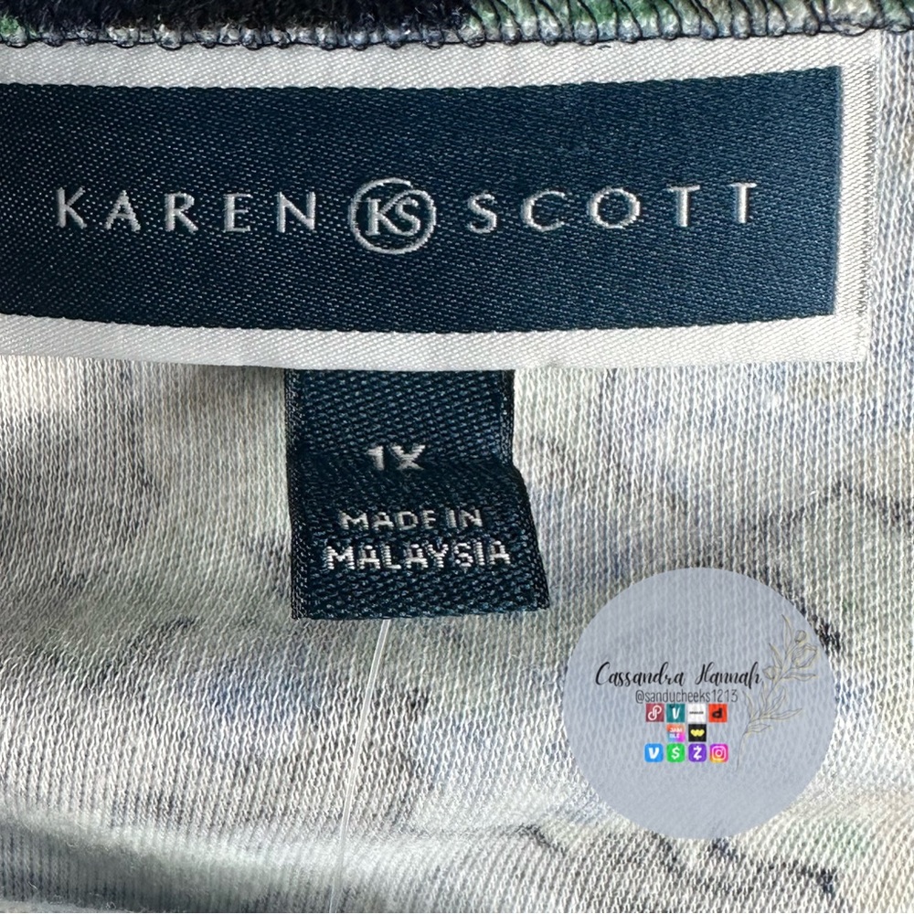 (1X:NWT) $14.99|Karen Scott Sweet Floral Henley Top, Blue - Picture 5 of 15